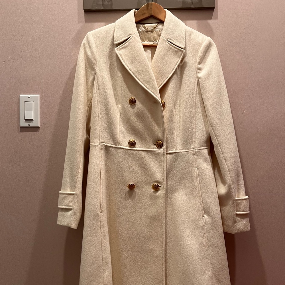 Banana Republic Cream Double-Breasted Wool Coat